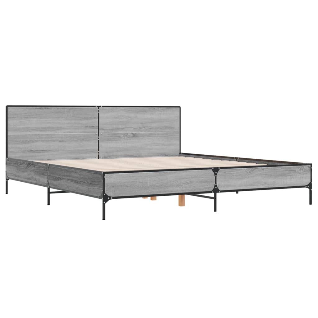 Okvir za krevet boja hrasta 200x200cm konstruirano drvo i metal Siva 200 x 200 cm
