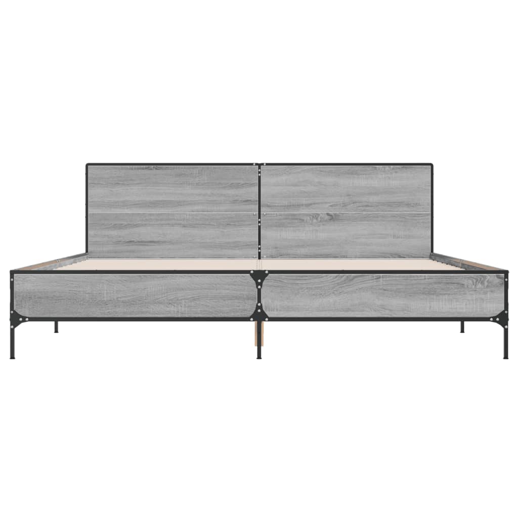 Okvir za krevet boja hrasta 200x200cm konstruirano drvo i metal Siva 200 x 200 cm
