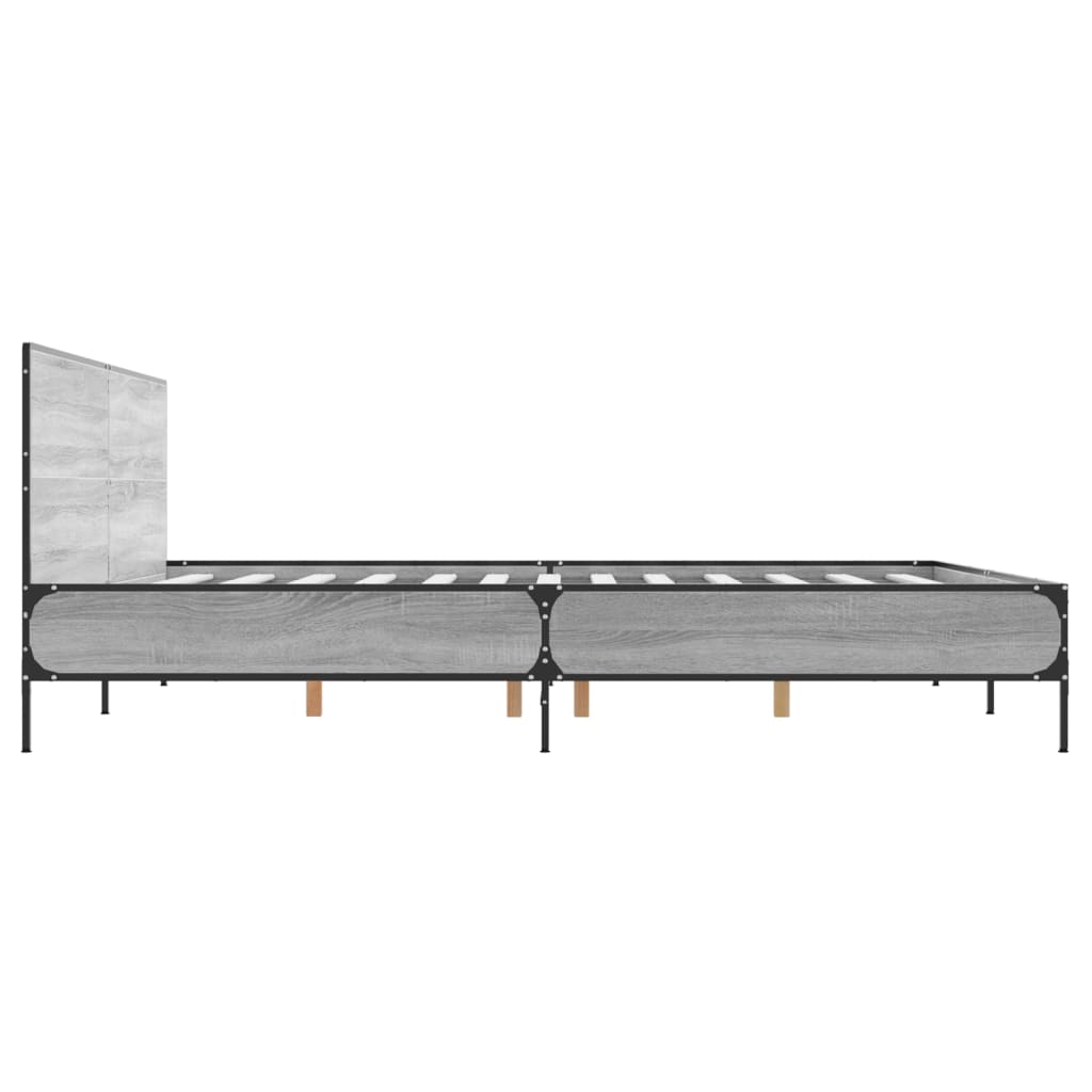 Okvir za krevet boja hrasta 200x200cm konstruirano drvo i metal Siva 200 x 200 cm