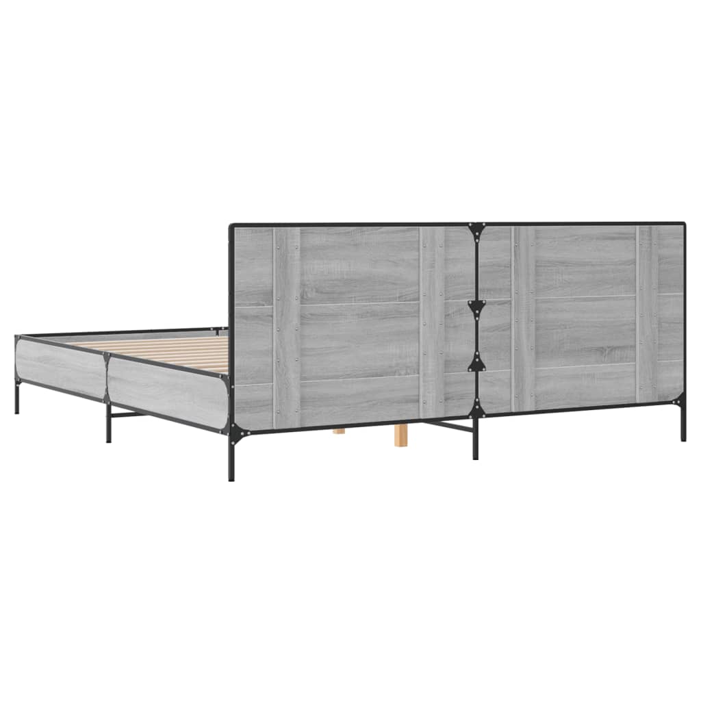 Okvir za krevet boja hrasta 200x200cm konstruirano drvo i metal Siva 200 x 200 cm