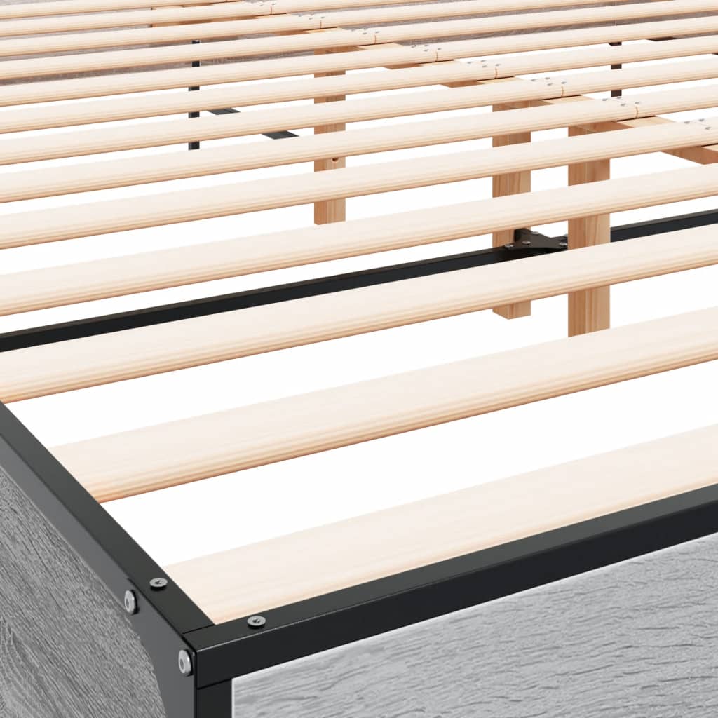Okvir za krevet boja hrasta 200x200cm konstruirano drvo i metal Siva 200 x 200 cm