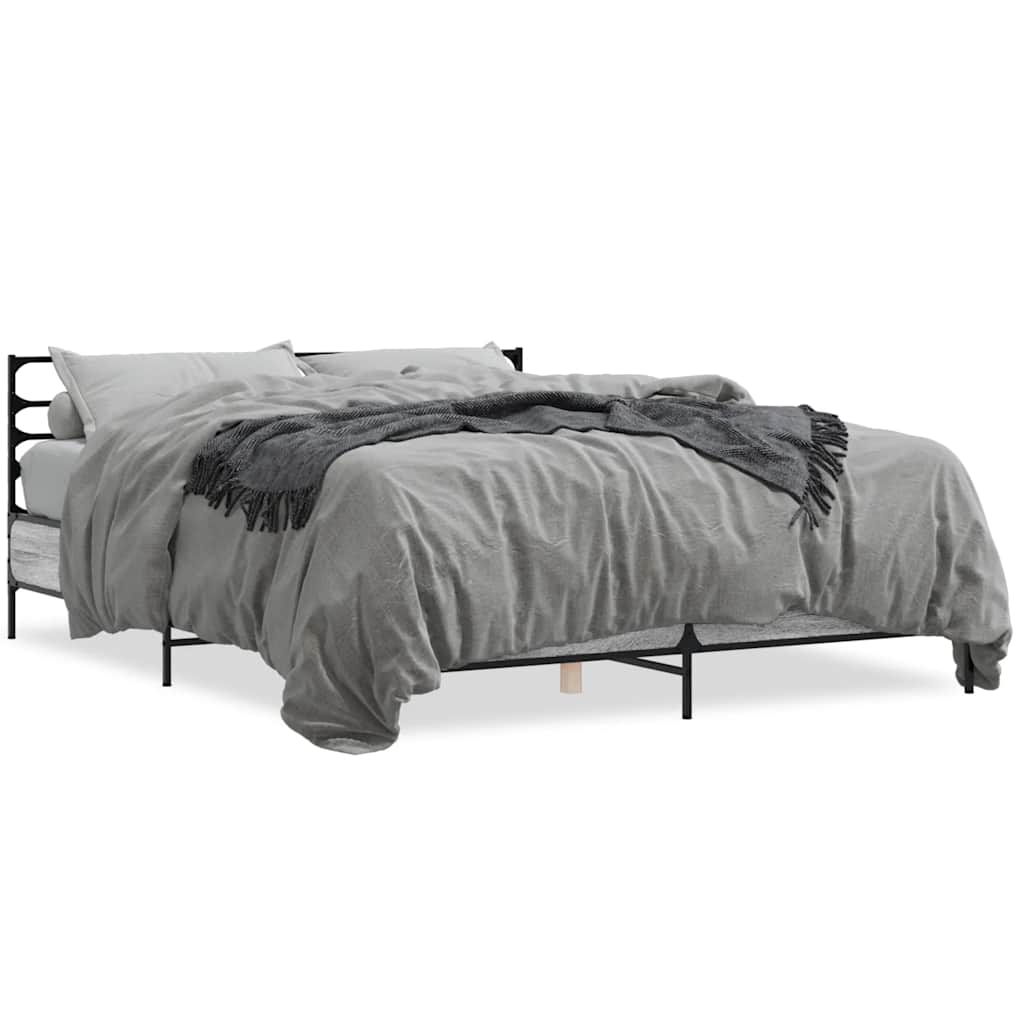 Okvir za krevet boja hrasta 150x200cm konstruirano drvo i metal Siva 150 x 200 cm