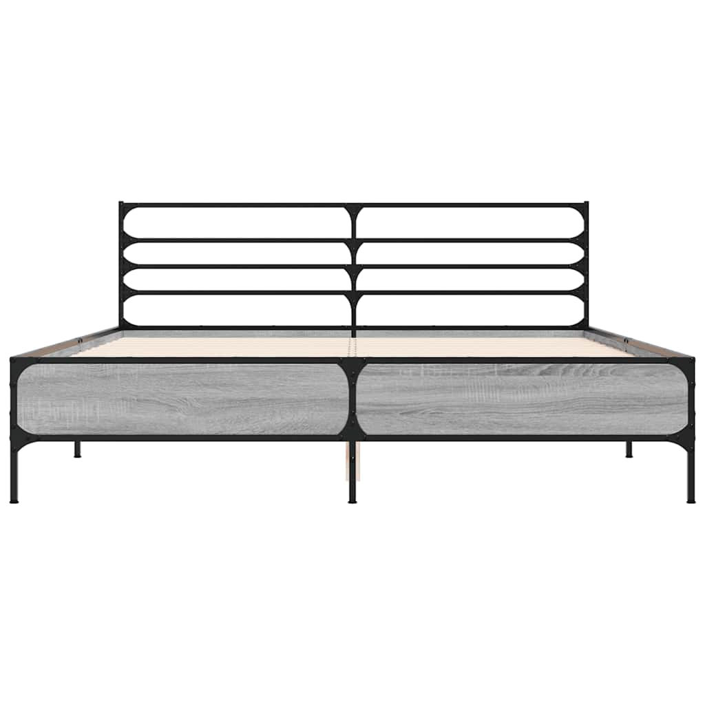 Okvir za krevet boja hrasta 150x200cm konstruirano drvo i metal Siva 150 x 200 cm