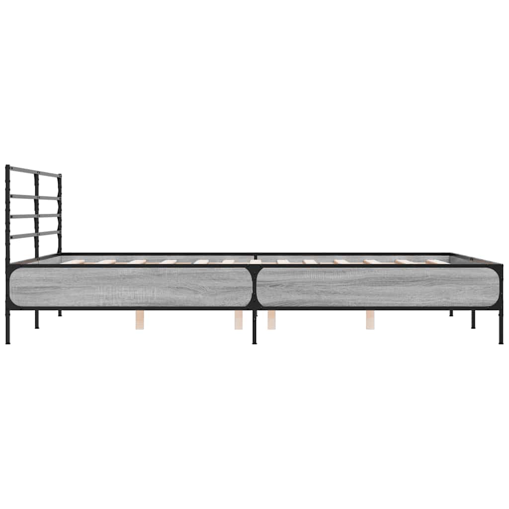 Okvir za krevet boja hrasta 150x200cm konstruirano drvo i metal Siva 150 x 200 cm