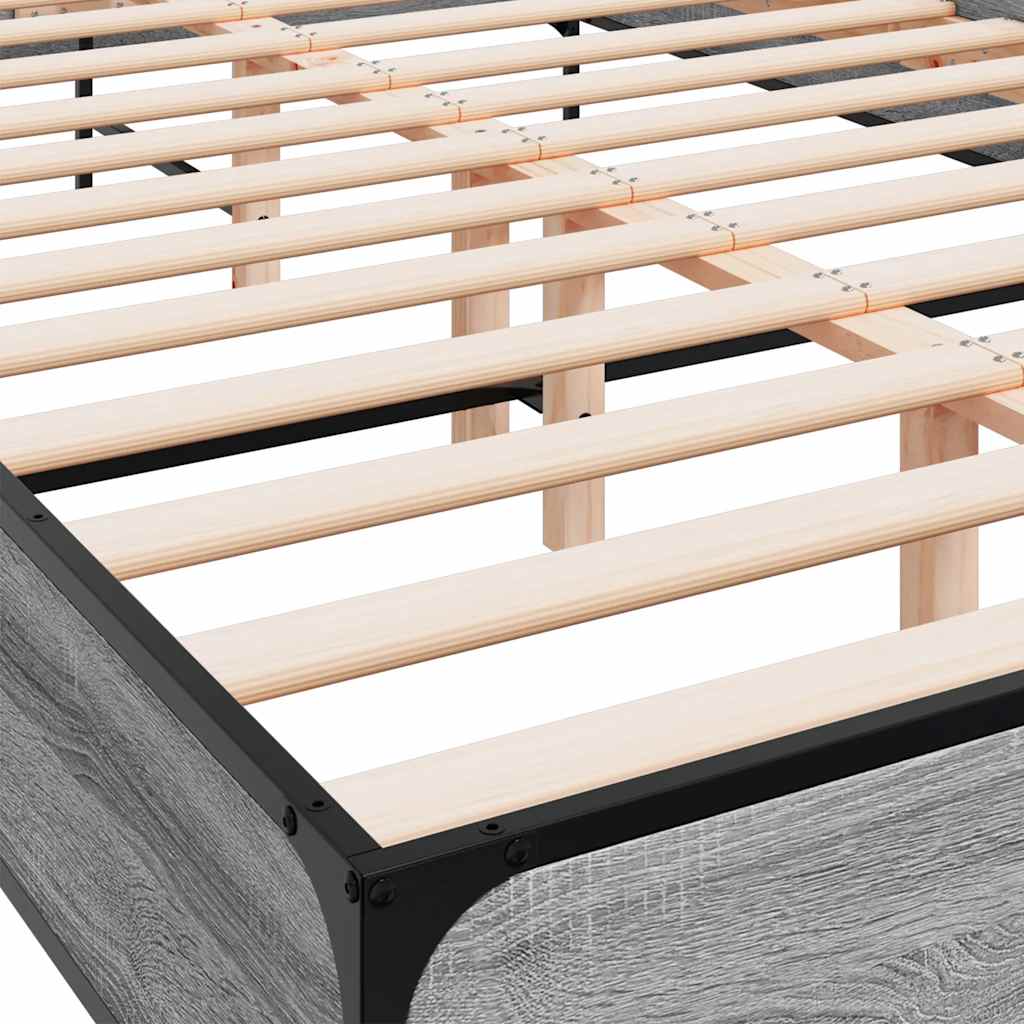 Okvir za krevet boja hrasta 150x200cm konstruirano drvo i metal Siva 150 x 200 cm