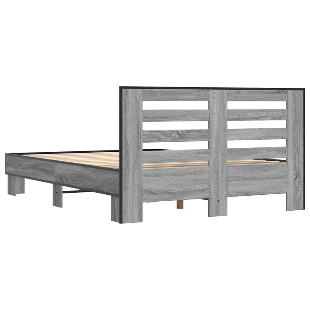 Okvir kreveta boja hrasta 120x200 cm konstruirano drvo i metal Siva 120 x 200 cm
