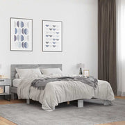Okvir kreveta boja hrasta 120x200 cm konstruirano drvo i metal Siva 120 x 200 cm