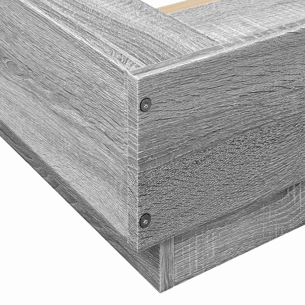 Okvir za krevet s LED svjetlima boja hrasta 160 x 200 cm drveni Siva