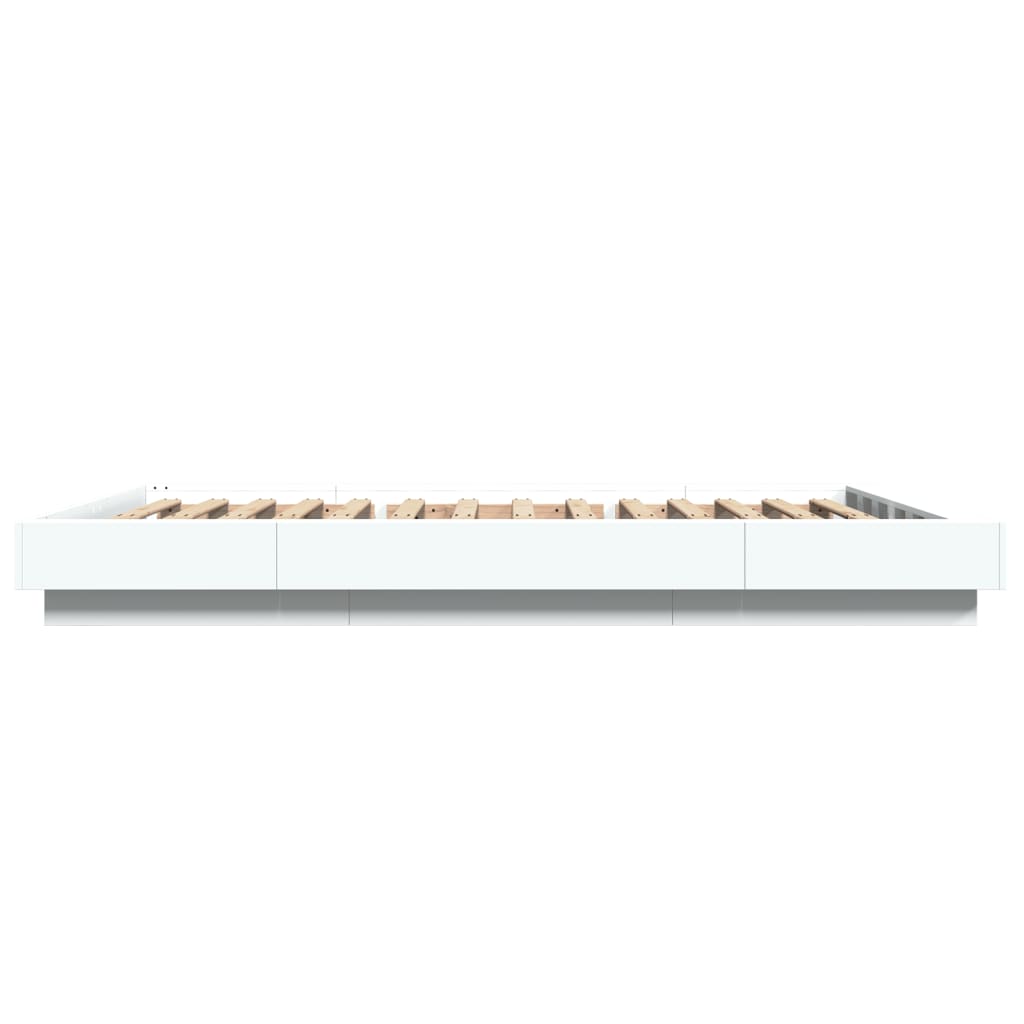 Okvir kreveta s LED svjetlima bijeli 140 x 190 cm drveni