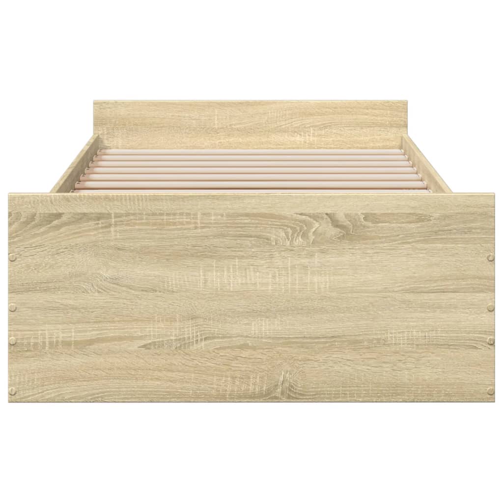 Okvir za krevet s ladicama boja hrasta 90x200 cm Smeđa 90 x 200 cm