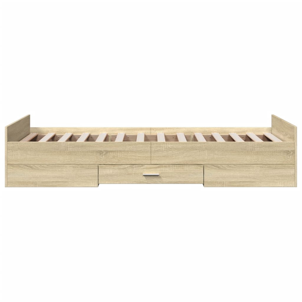 Okvir za krevet s ladicama boja hrasta 90x200 cm Smeđa 90 x 200 cm