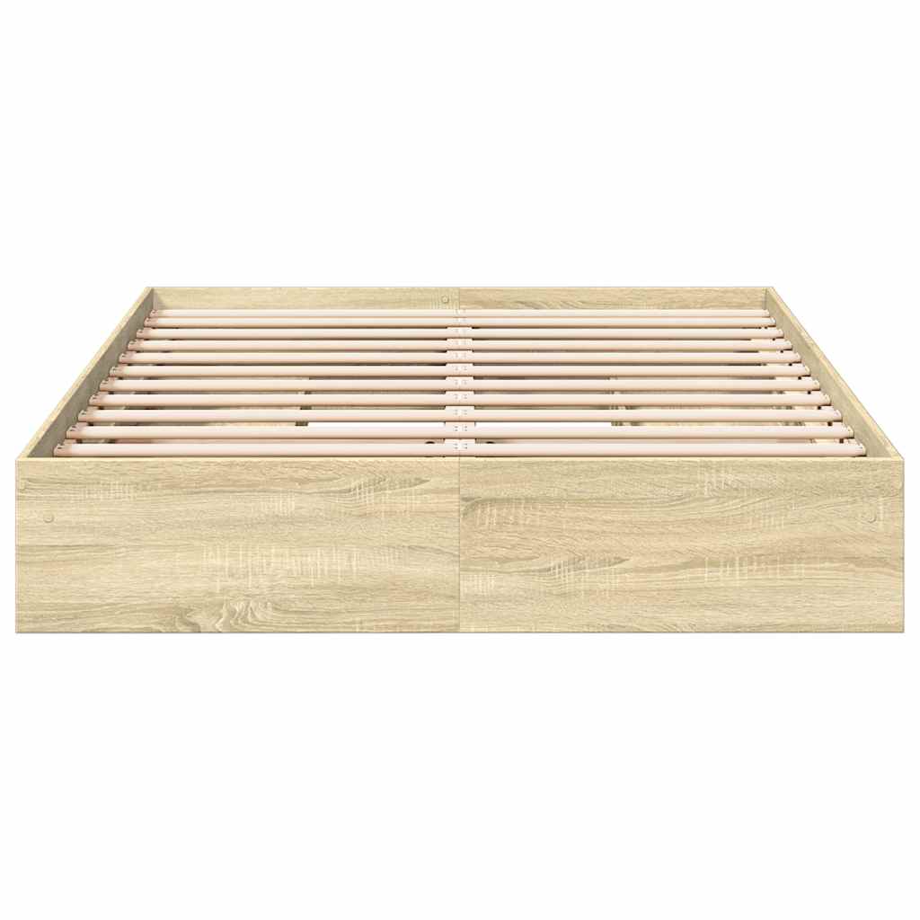 Okvir za krevet s ladicama boja hrasta 160x200 cm drveni Smeđa 160 x 200 cm