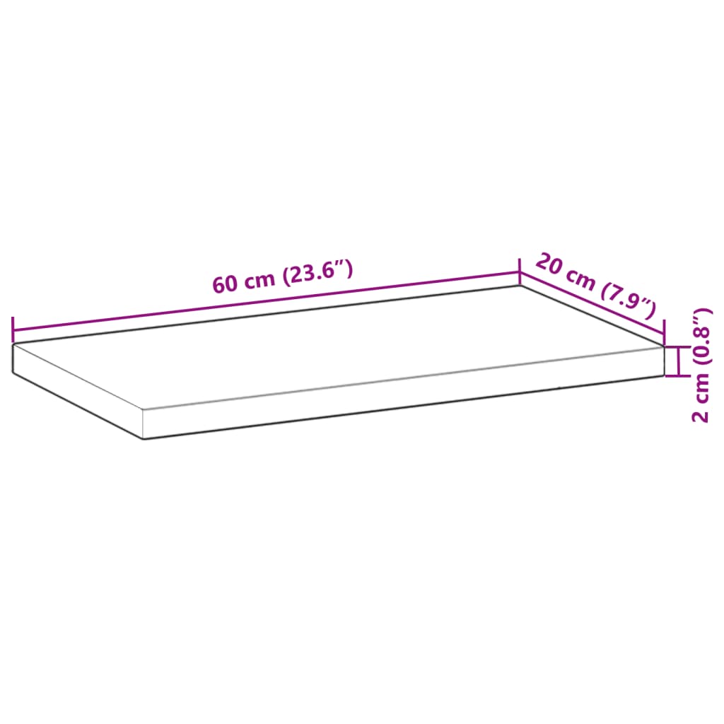 Plutajuće police 2 kom 60x20x2 cm Neobrađeno puno drvo akacije