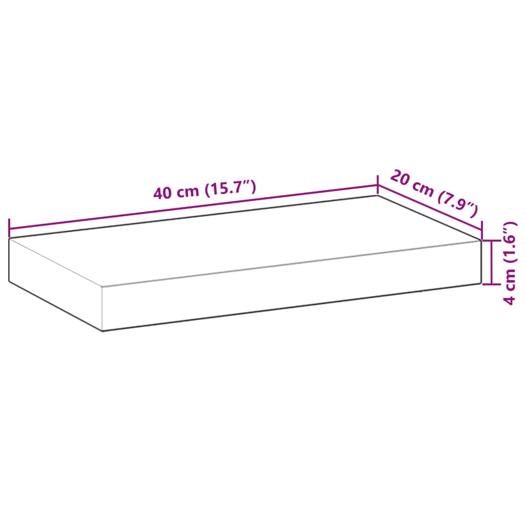 Plutajuće police 2 kom 40x20x4 cm Neobrađeno puno drvo akacije