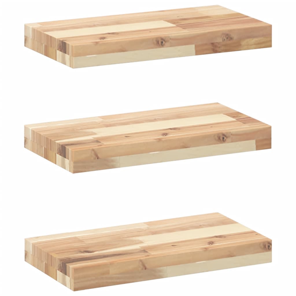 Plutajuće police 3 kom 60x20x4 cm Neobrađeno puno drvo akacije
