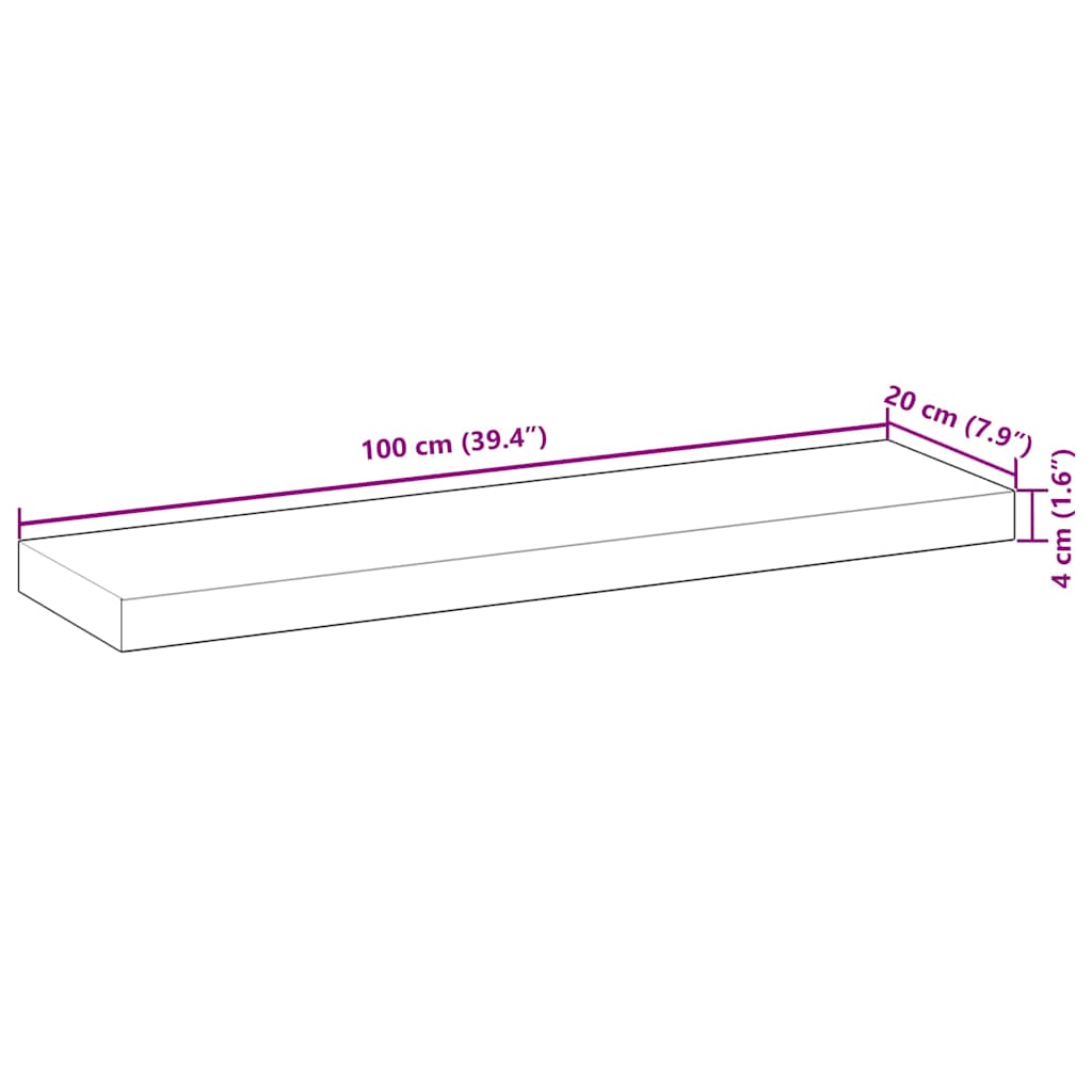 Plutajuće police 4 kom 100x20x4 cm Neobrađeno puno drvo akacije