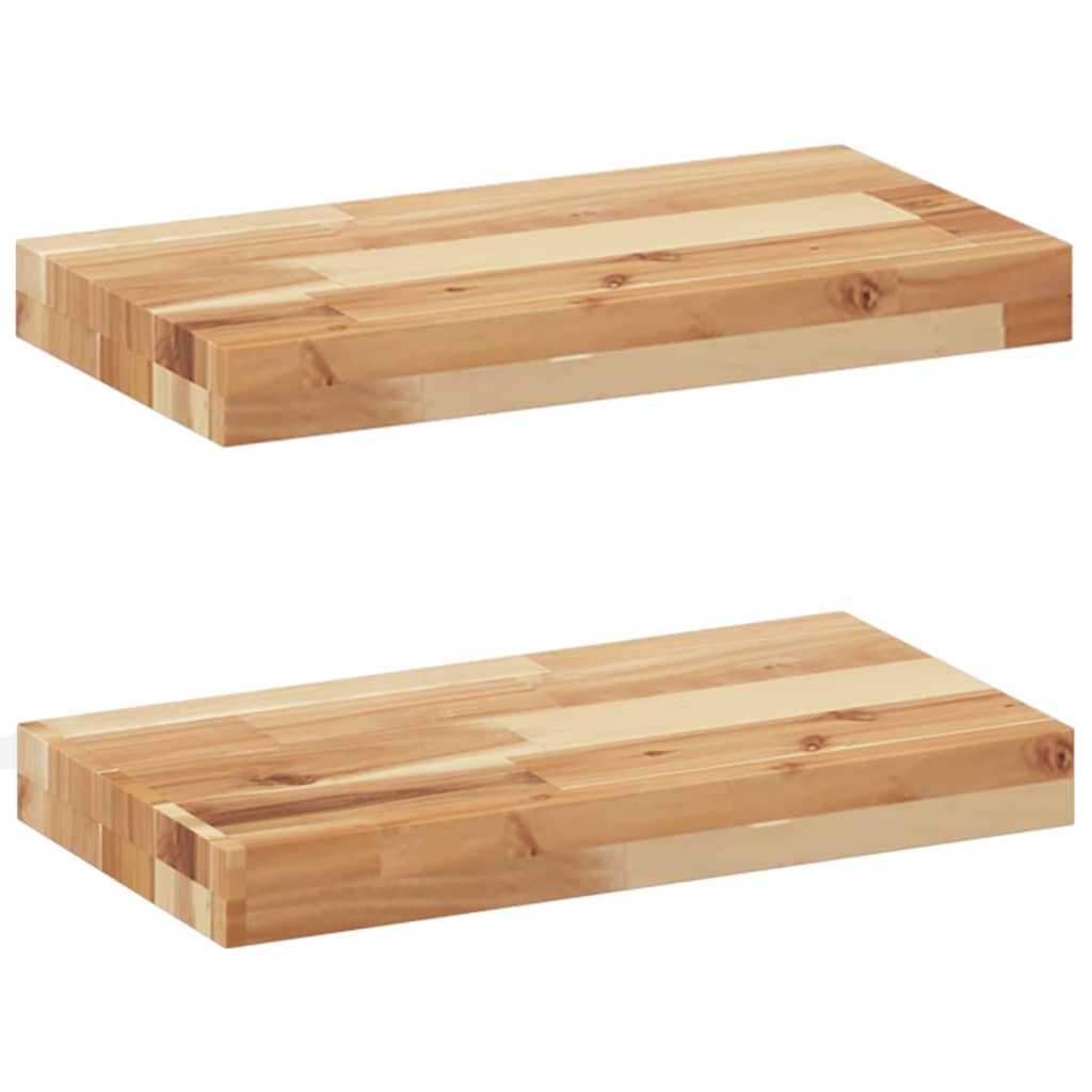 Plutajuće police 2 kom 60x20x4 cm Masivno drvo akacije s uljnim premazom