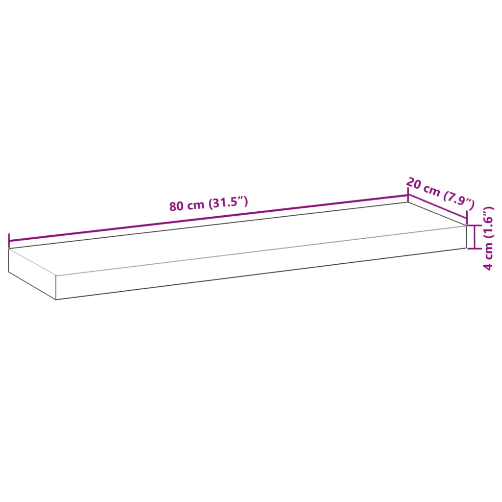 Plutajuća polica 80x20x4 cm Masivno drvo akacije s uljnim premazom