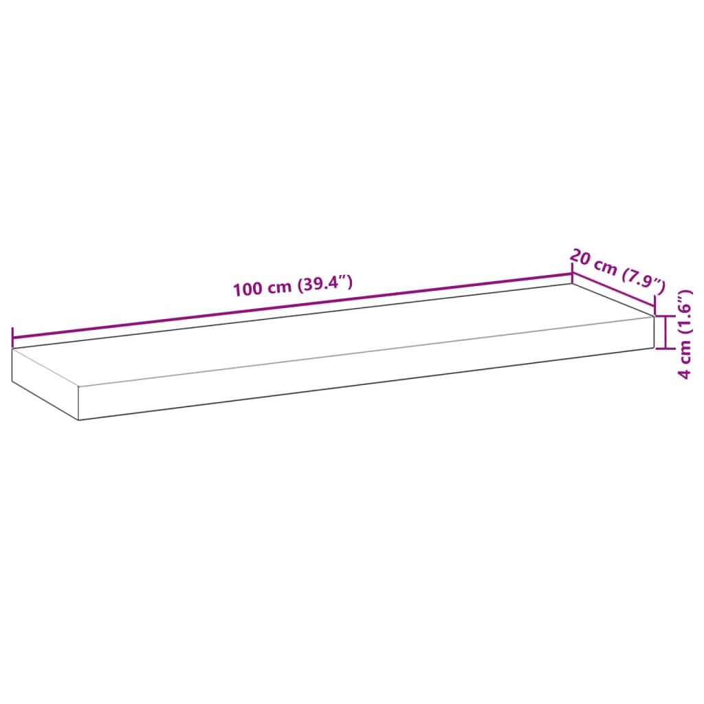 Plutajuće police 3 kom 100x20x4 cm Masivno drvo akacije s uljnim premazom