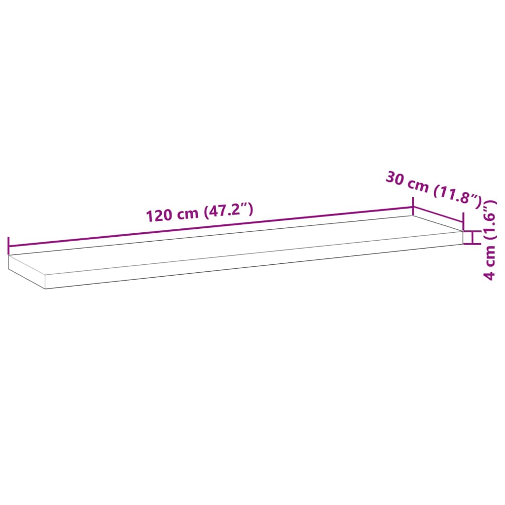 Plutajuće police 2kom s uljnim premazom 120x30x4cm drvo bagrema