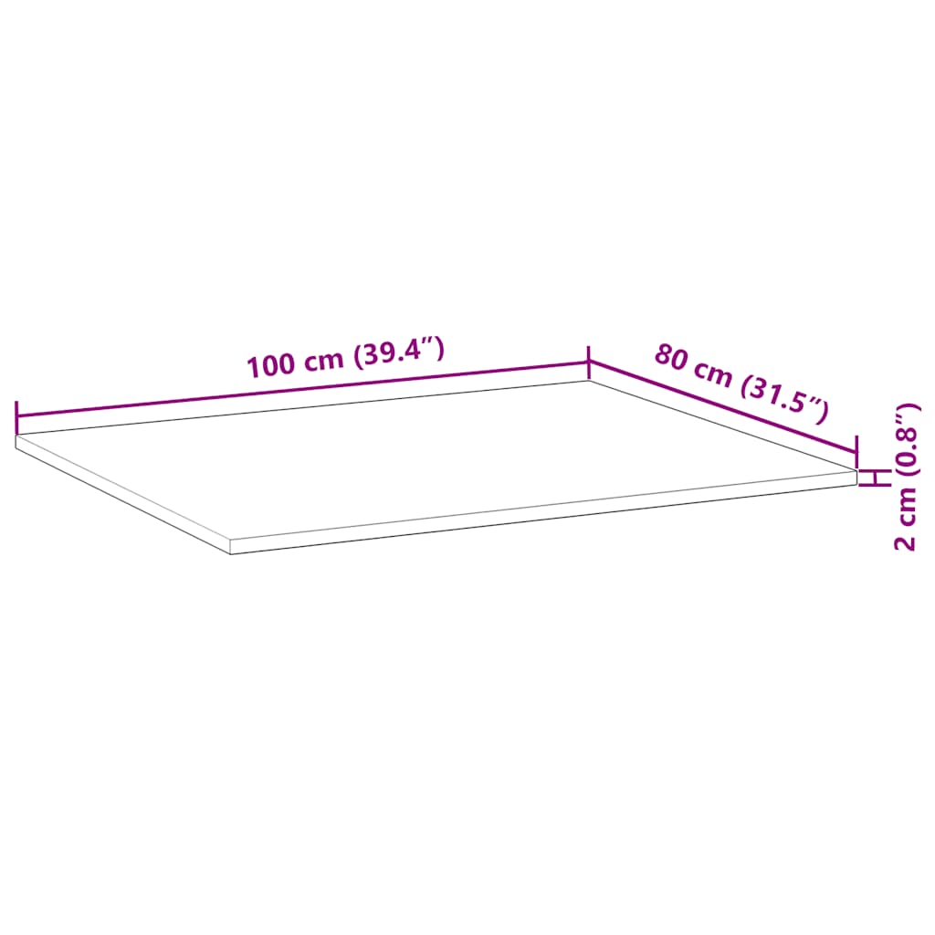 Ploča za radni stol s uljnim premazom 100x80x2 cm drvo bagrema