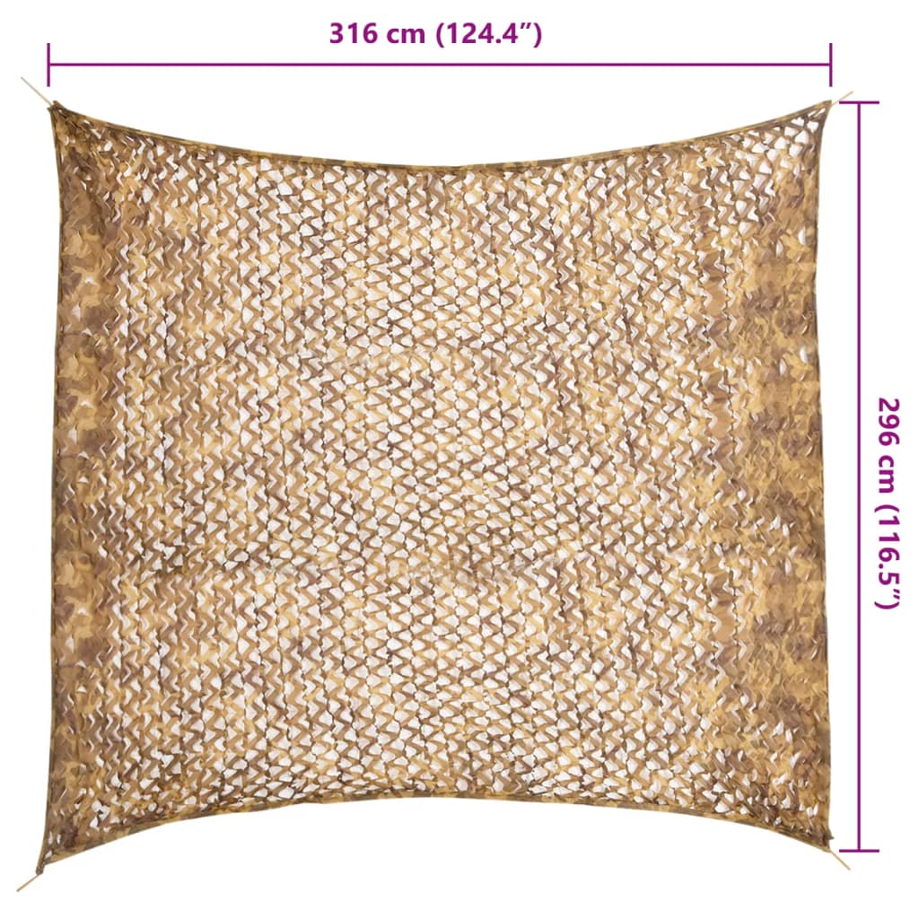 Kamuflažna mreža s torbom za pohranu 316 x 296 cm Pješčana