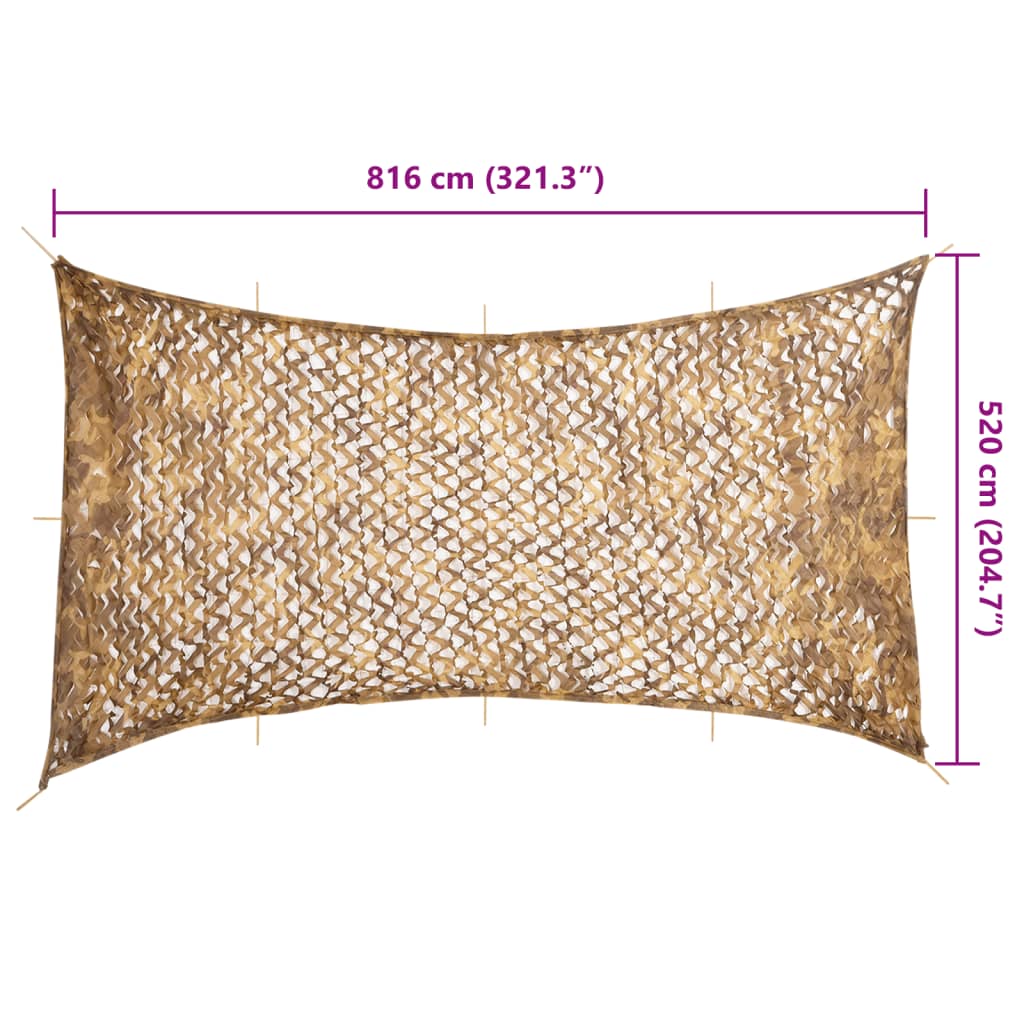 Kamuflažna mreža s torbom za pohranu 816 x 520 cm Pješčana