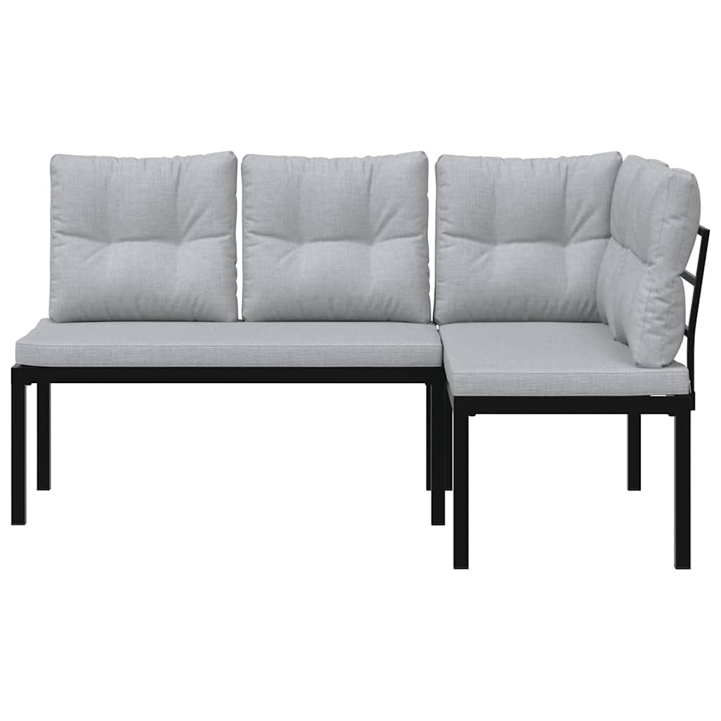 Vrtne klupe s jastucima 2 kom crne od čelika obloženog prahom Crna
