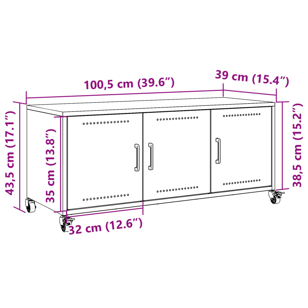 TV ormarić antracit 100,5 x 39 x 43,5 cm čelik