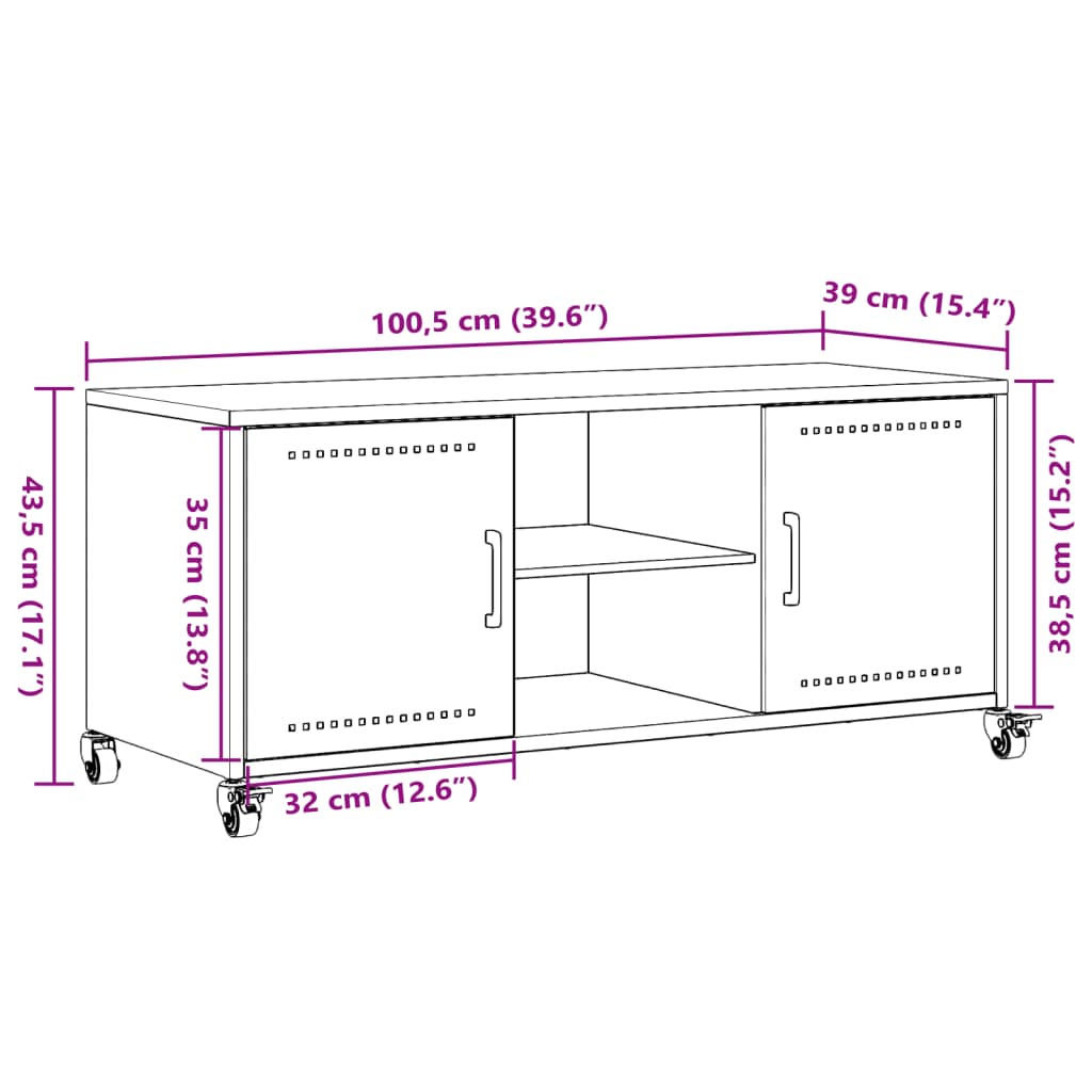 TV ormarić antracit 100,5 x 39 x 43,5 cm čelik Antracitno siva