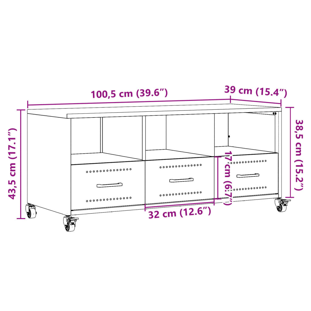 TV ormarić crni 100,5x39x43,5 cm čelik