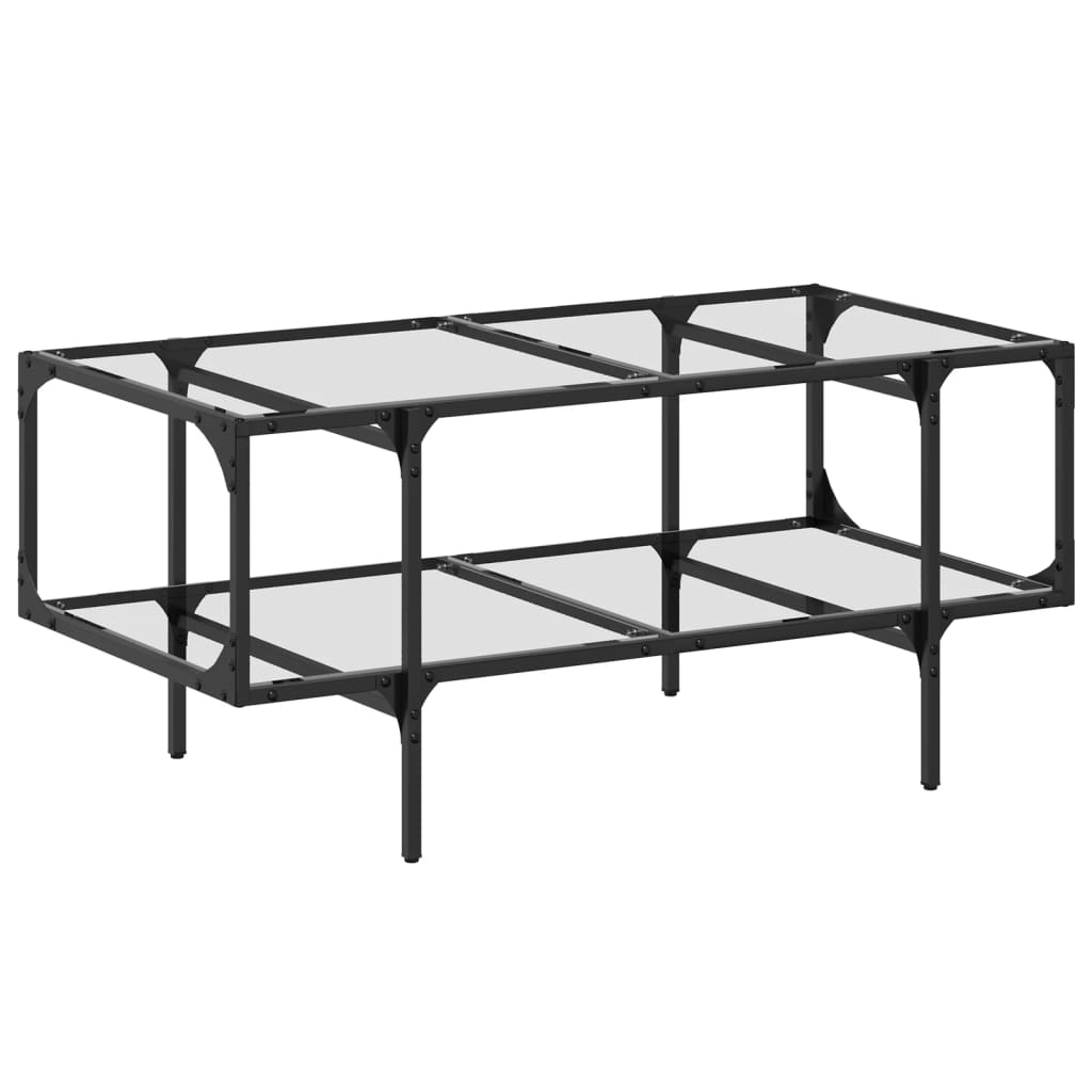 Stolić s prozirnom staklenom površinom 98,5x50x45 cm čelik Prozirna