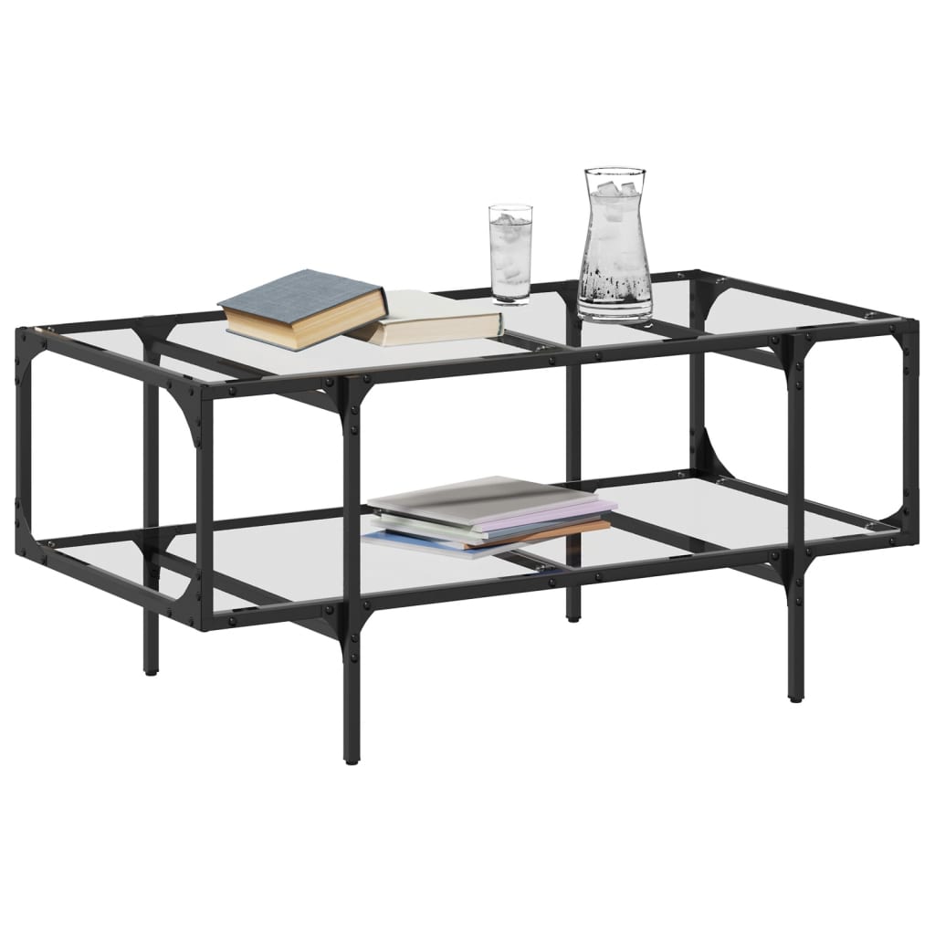 Stolić s prozirnom staklenom površinom 98,5x50x45 cm čelik Prozirna