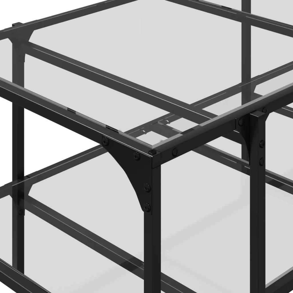 Stolić s prozirnom staklenom površinom 98,5x50x45 cm čelik Prozirna