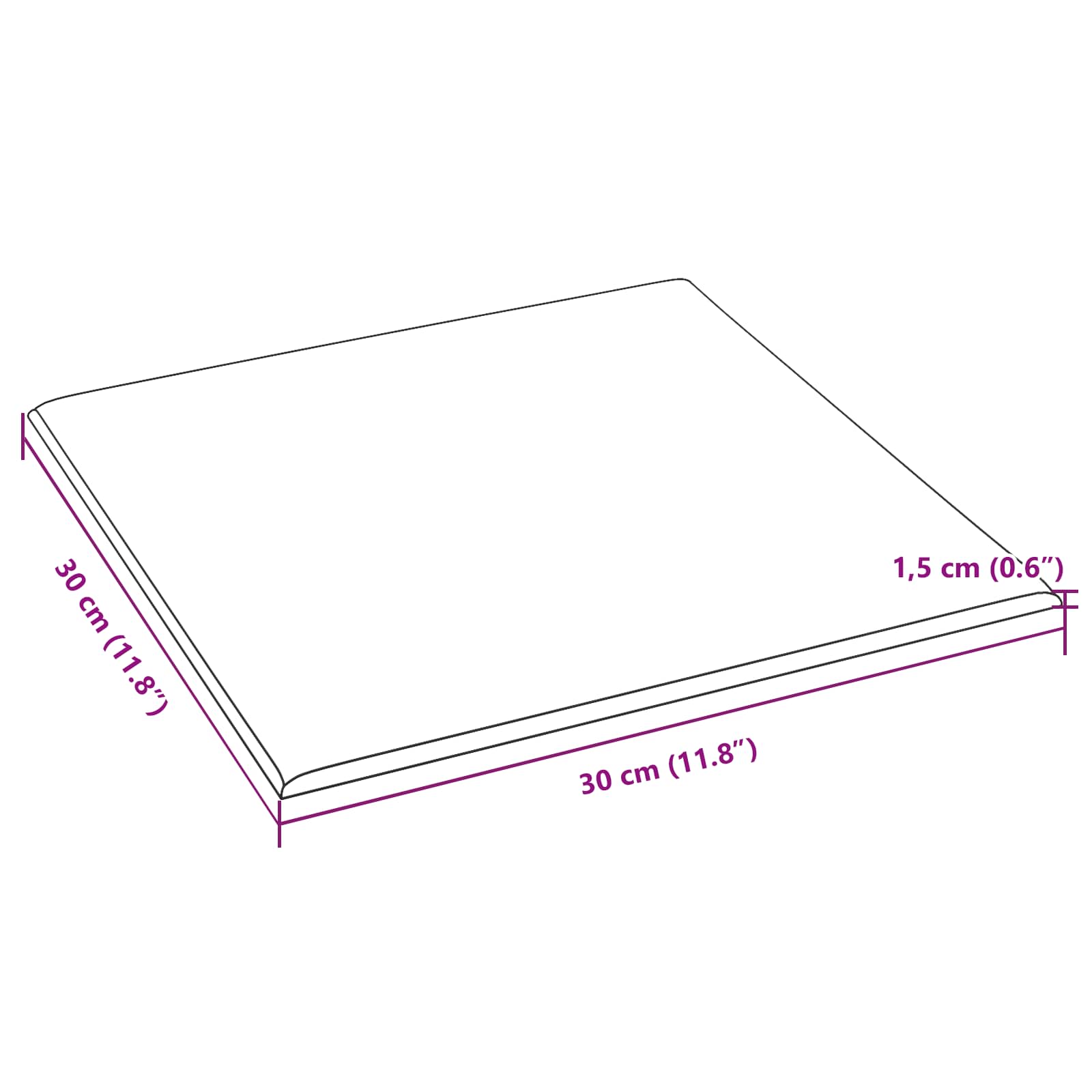 Zidna uzglavlja 12 pcs 30 x 30 cm Crna tkanina