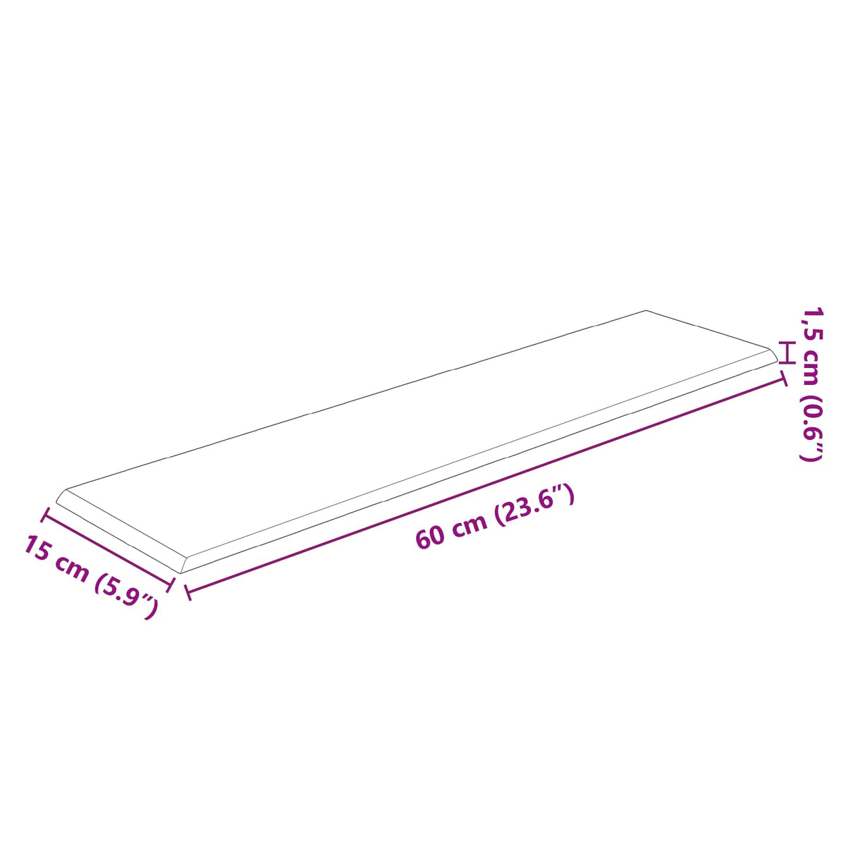 Zidna uzglavlja 12 kom. Plava Baršun 60 x 15 cm