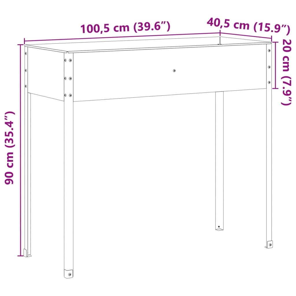 Vrtna sadilica 100,5 x 40,5 x 90 cm od pohabanog čelika