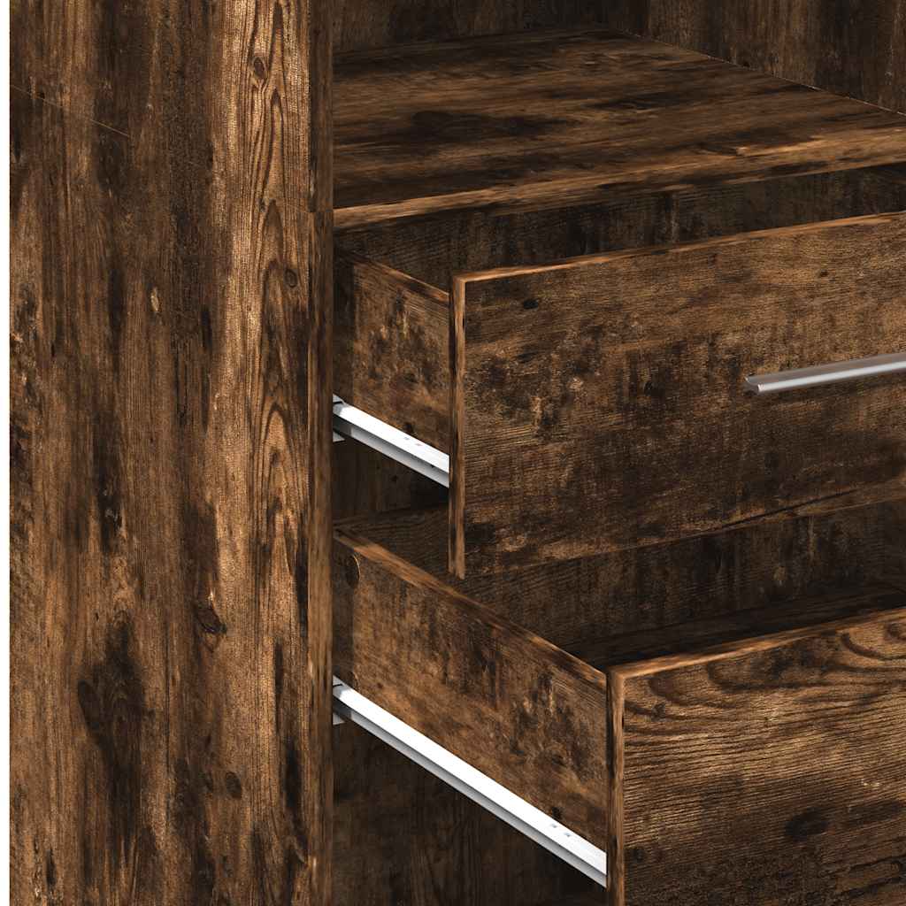 Visoka komoda boja hrasta 40 x 42,5 x 124 cm konstruirano drvo Smeđa