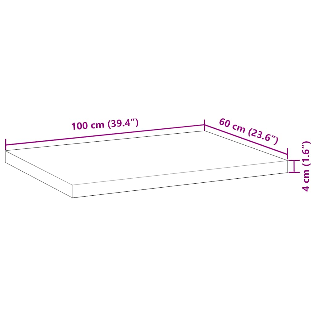 Stolna ploča 100x60x4 cm pravokutna od masivnog drva bagrema