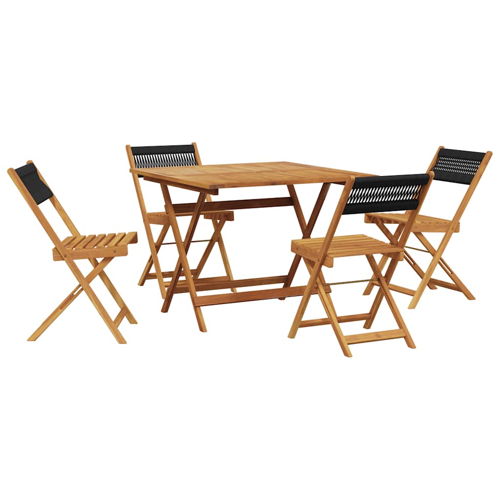 5-dijelni vrtni blagovaonski set crni polipropilen i drva Crna 90 x 90 x 75 cm