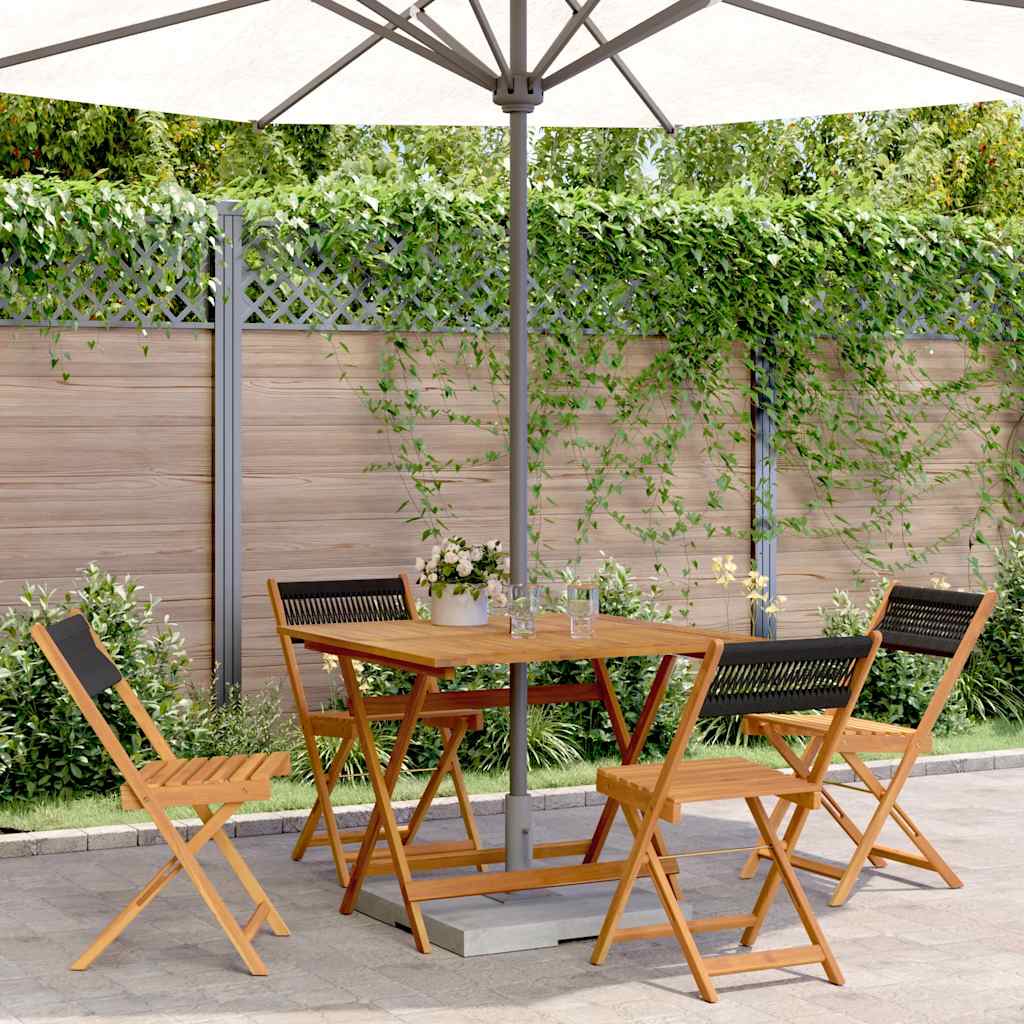 5-dijelni vrtni blagovaonski set crni polipropilen i drva Crna 90 x 90 x 75 cm