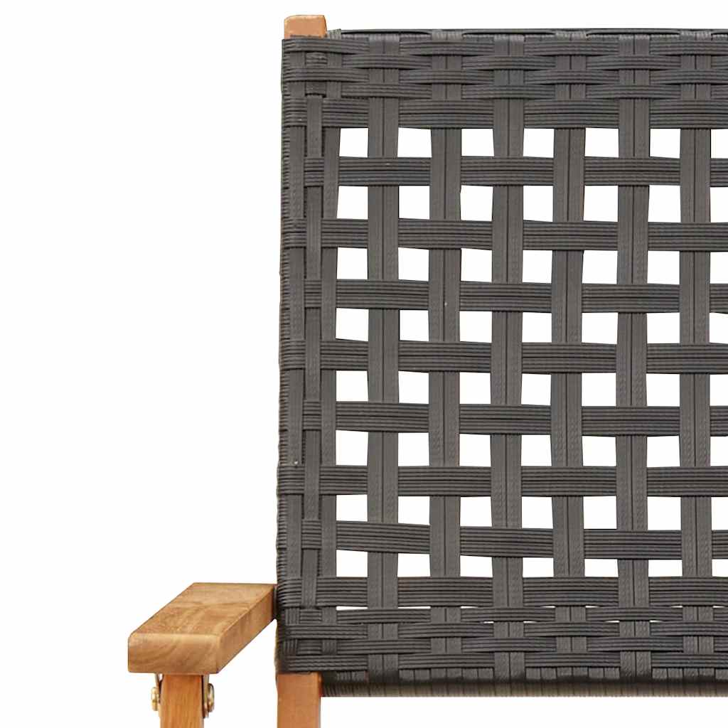 5-dijelni vrtni blagovaonski set poliratan i masivno drvo crni Crna 90 x 90 x 75 cm