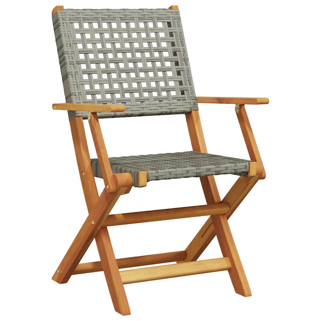 3-dijelni bistro set od poliratana i masivnog drva sivi Siva 70 x 75 cm