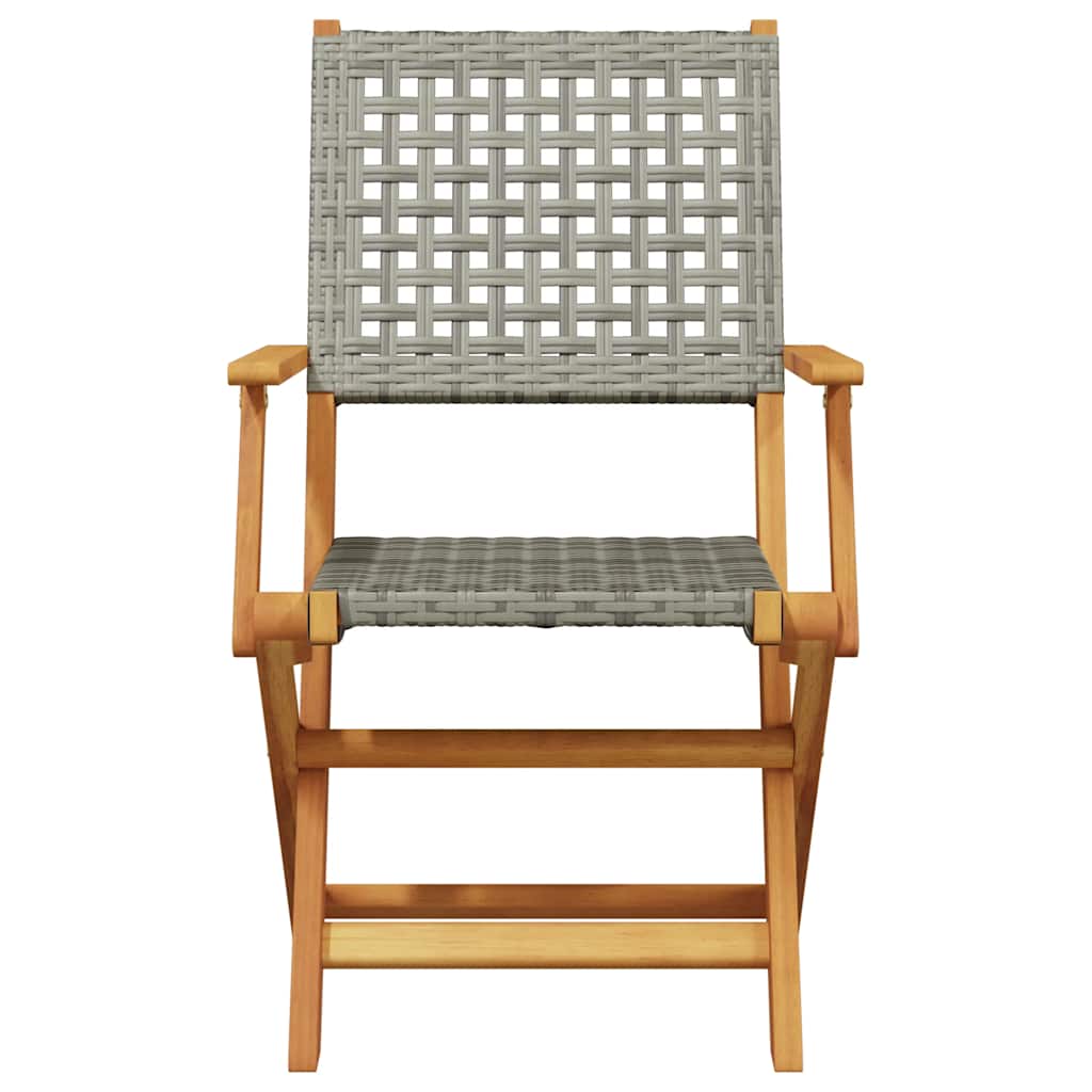 3-dijelni bistro set od poliratana i masivnog drva sivi Siva 70 x 75 cm