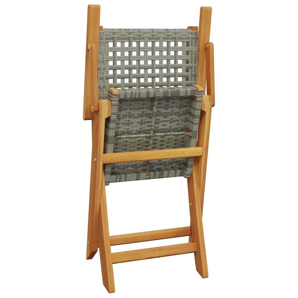 3-dijelni bistro set od poliratana i masivnog drva sivi Siva 70 x 75 cm