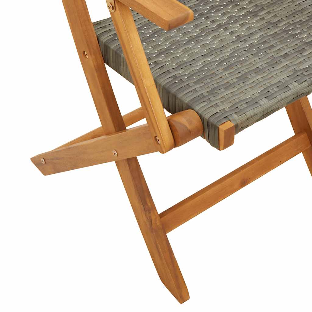 3-dijelni bistro set od poliratana i masivnog drva sivi Siva 70 x 75 cm