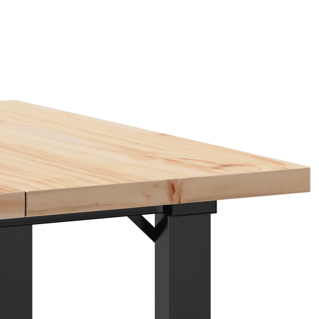 Blagovaonski stol O-oblika 60x60x75,5 cm od borovine i čelik