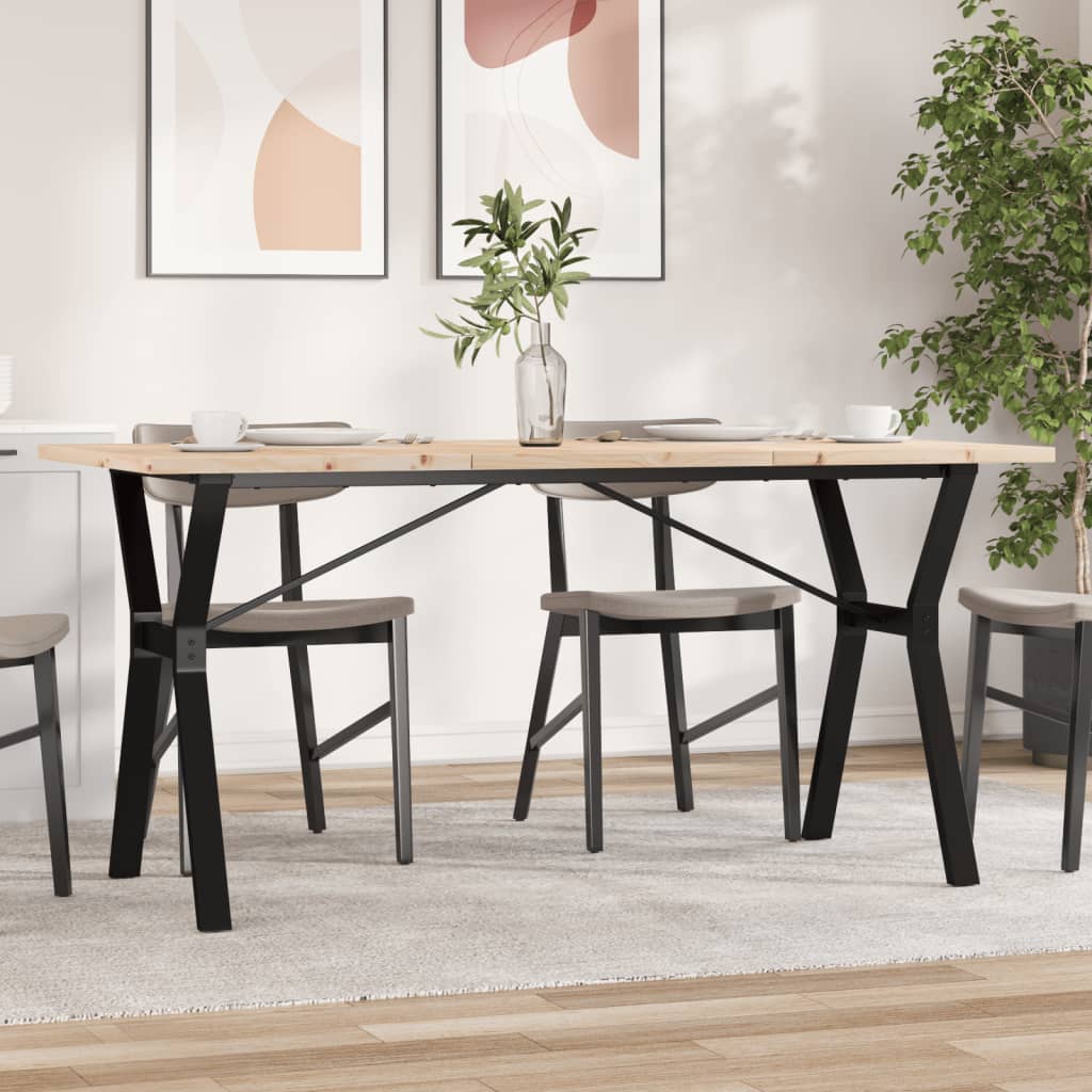 Blagovaonski stol Y-oblika 160x80x75,5 cm od borovine i čelik