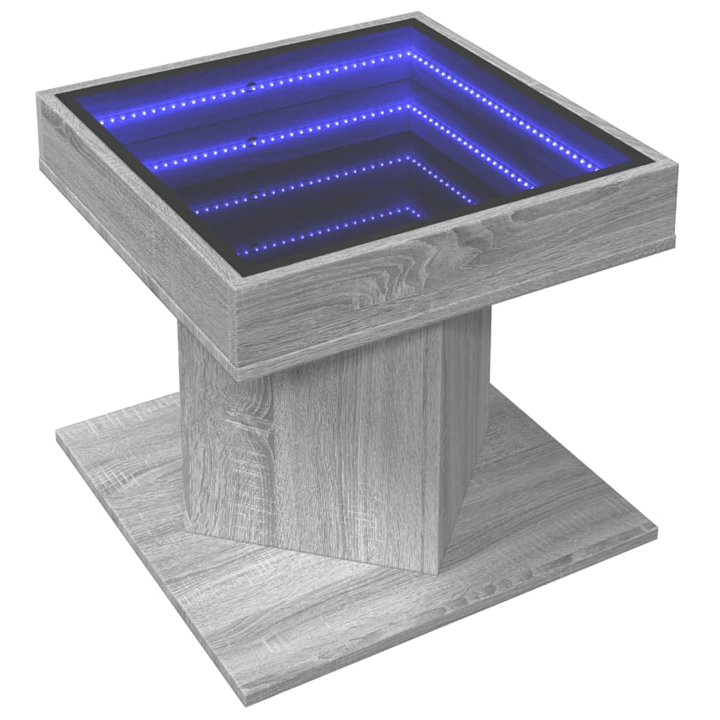 Stolić za kavu LED boja hrasta 50x50x45 cm konstruirano drvo Siva