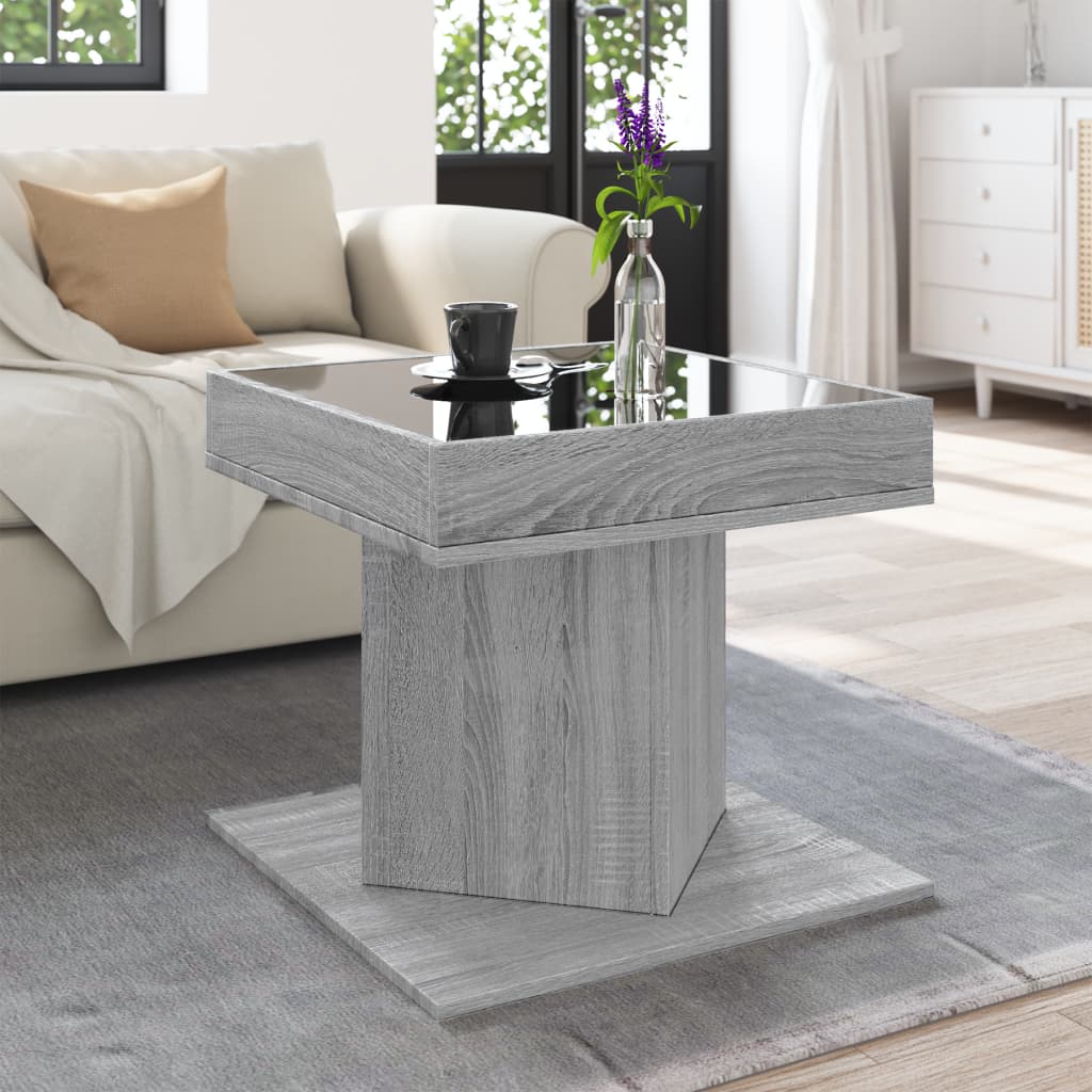 Stolić za kavu LED boja hrasta 50x50x45 cm konstruirano drvo Siva